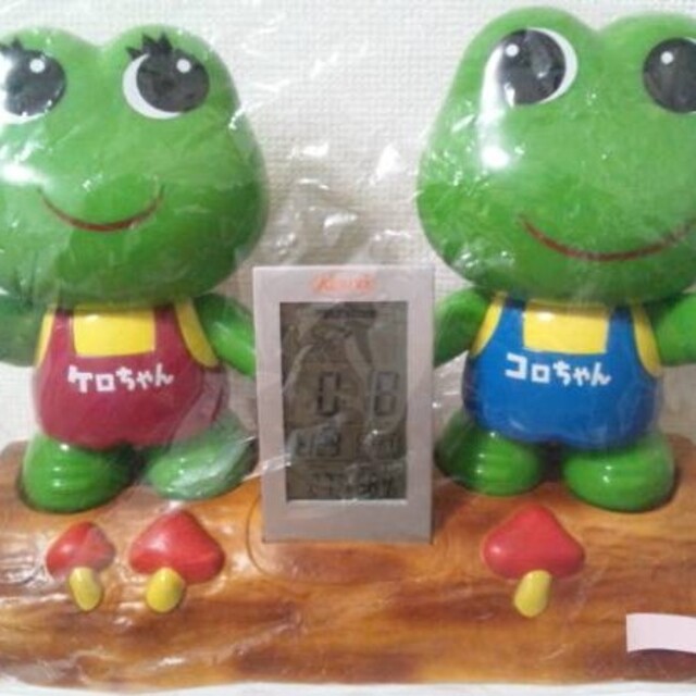 興和ケロちゃんコロちゃん店頭ペア蛙カウンター型コーワ時計