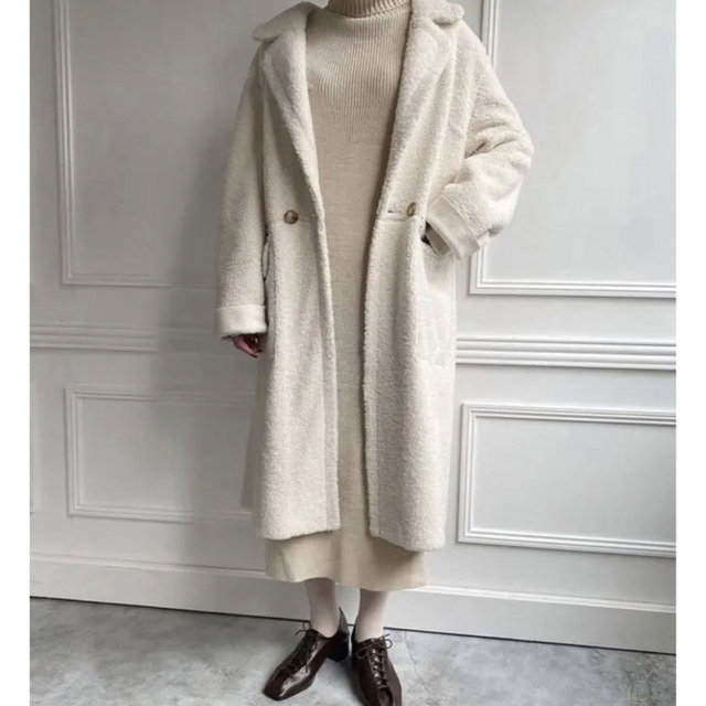 Ameri VINTAGE - Acka リバーシブルボアコート ホワイトアイボリー