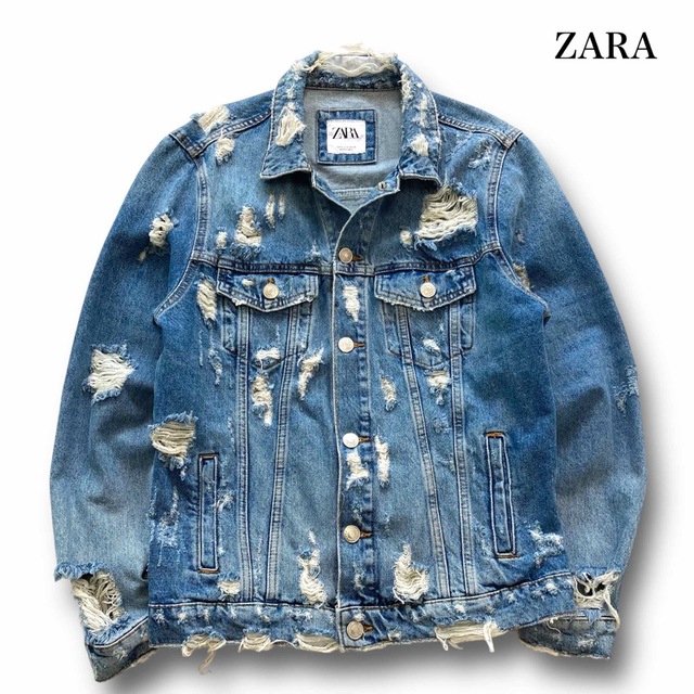 ZARA - 【ZARA】(完売品)ザラ クラッシュデニムジャケット Gジャン