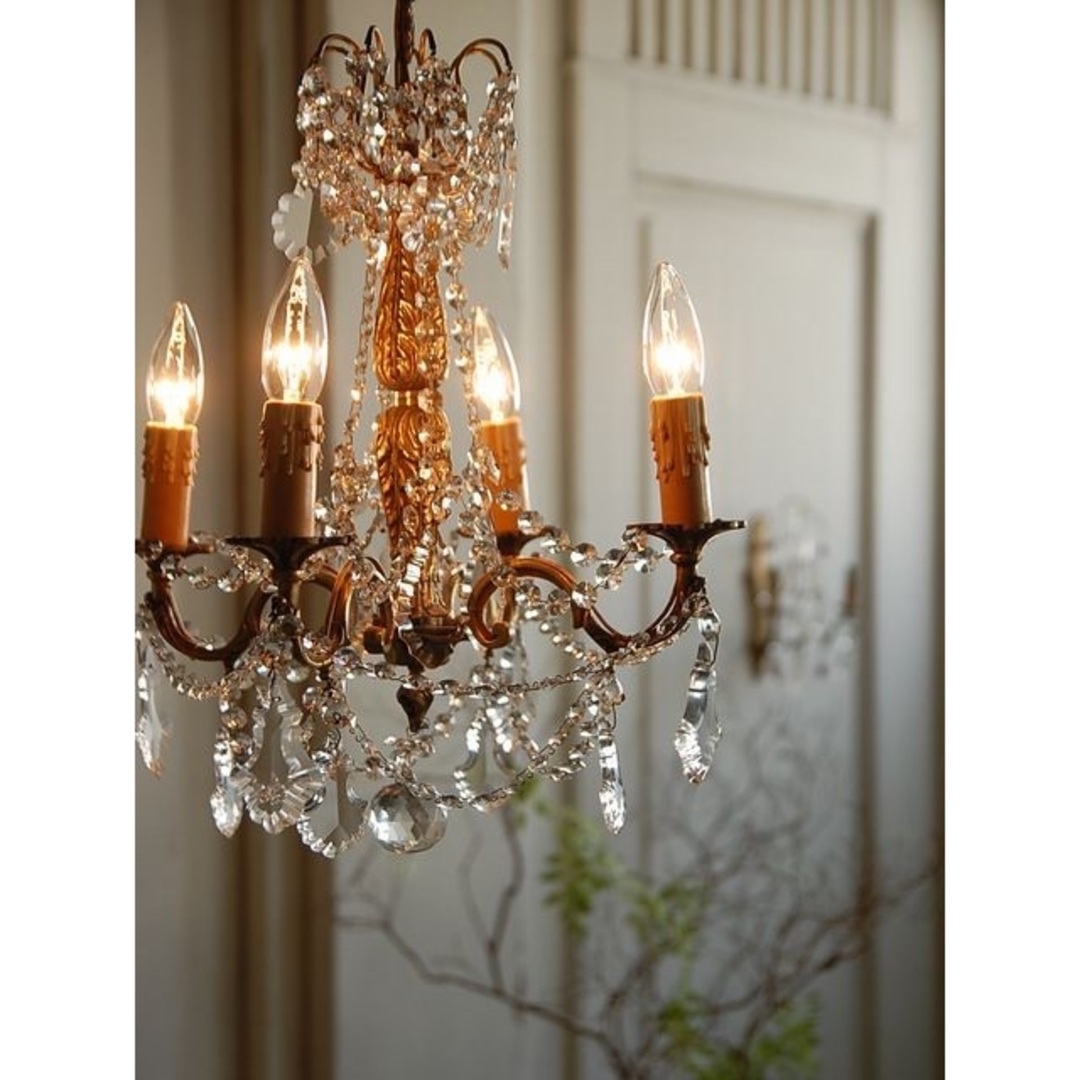 4-1. フランス アンティーク シャンデリア 4灯 キャンドル 吊り下げ 4