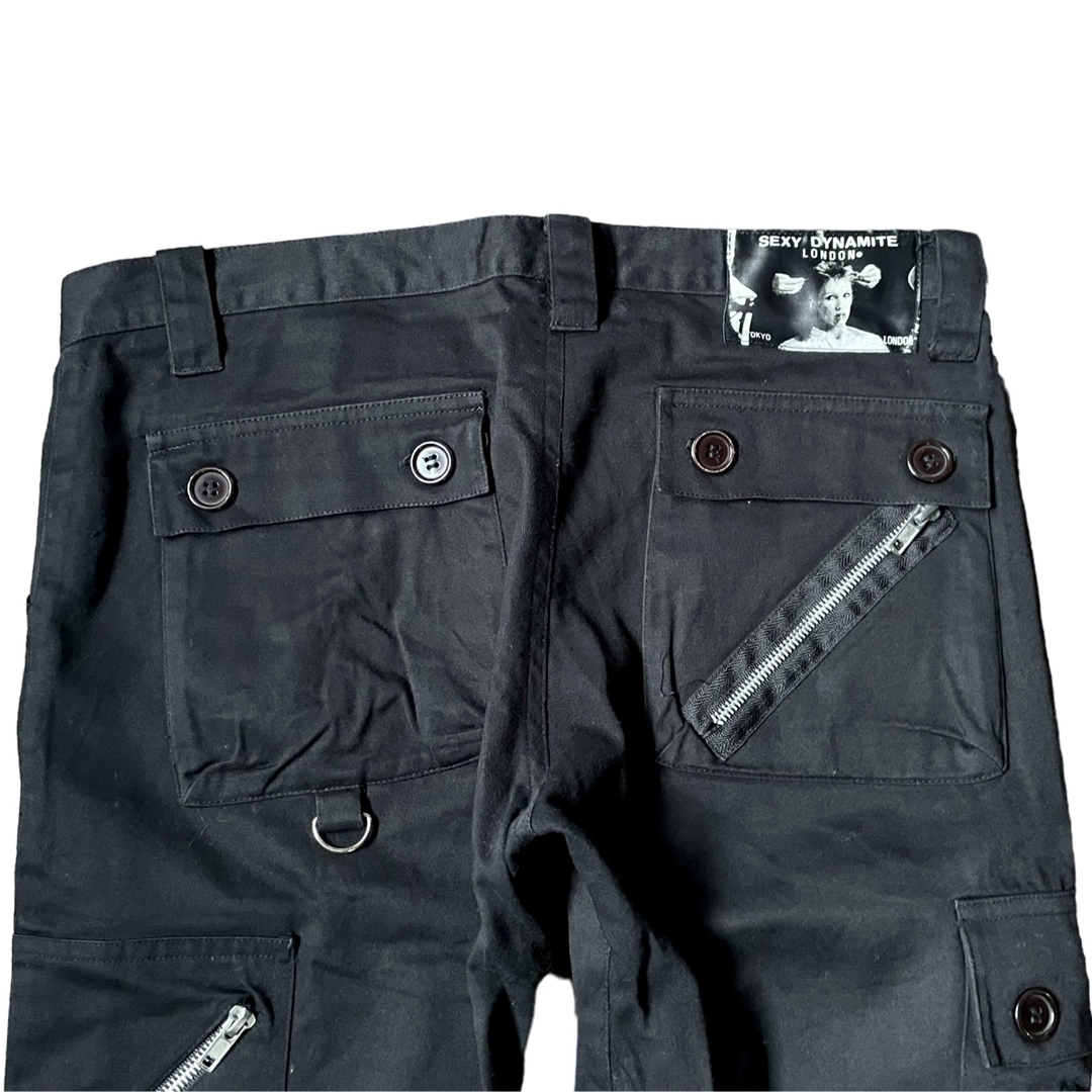 h.NAOTO ジップパンクパンツ ベルト付 ムラ染ペイント クロップド