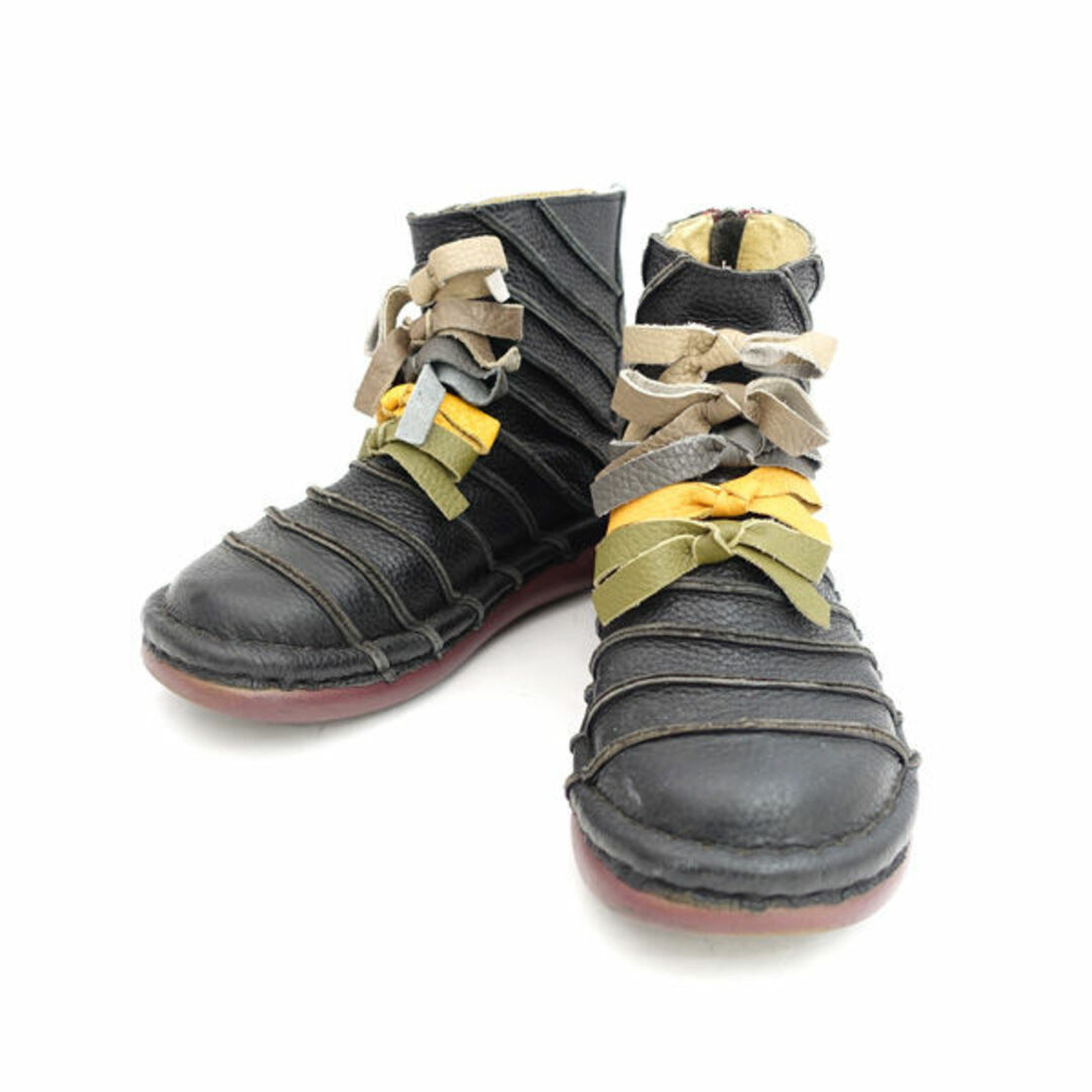 Estacion / エスタシオン ◇ショートブーツ/リボン/レザー/ブラック/M