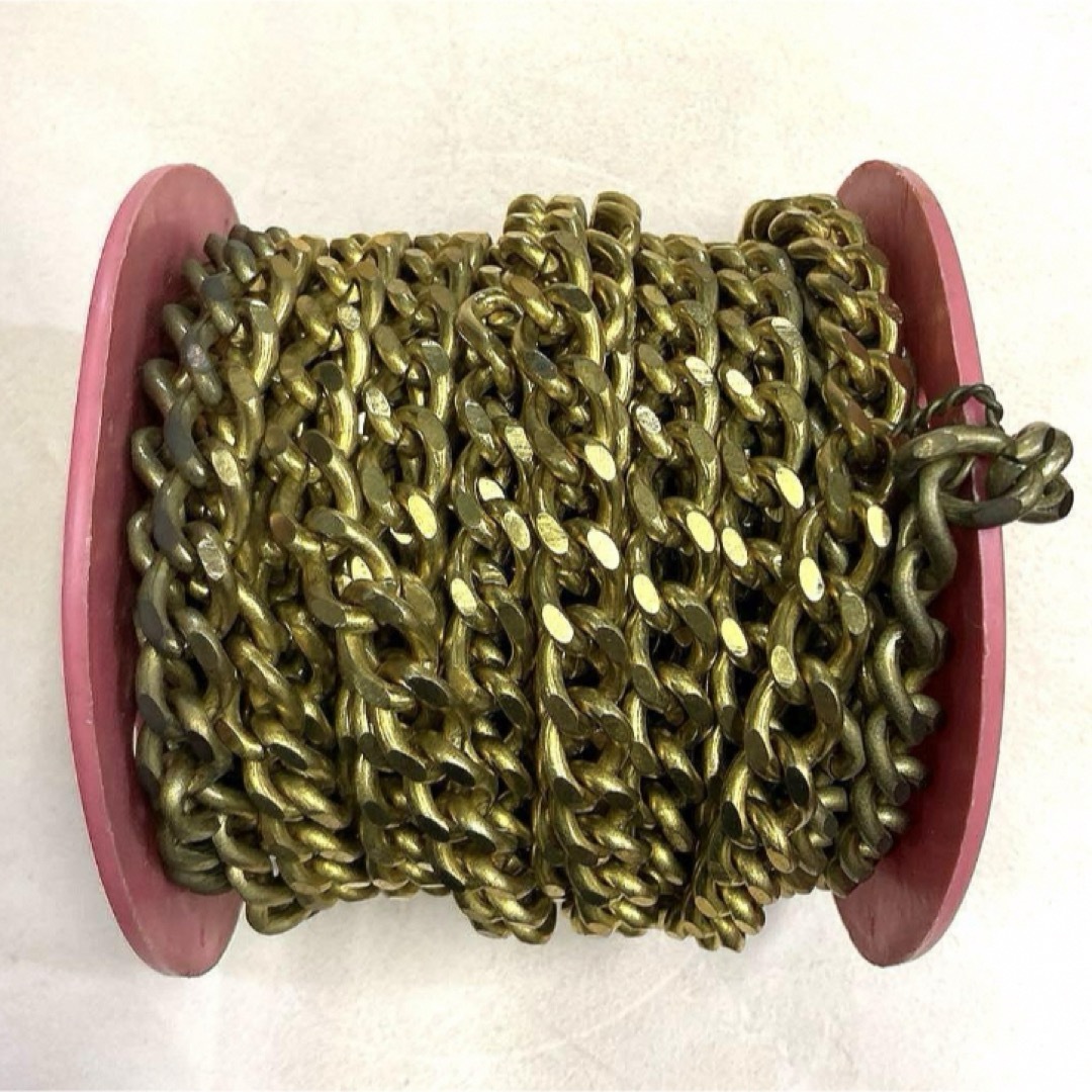 喜平チェーン2面カット＊B-125＊10M巻、未使用＊未メッキ、真鍮＊送込