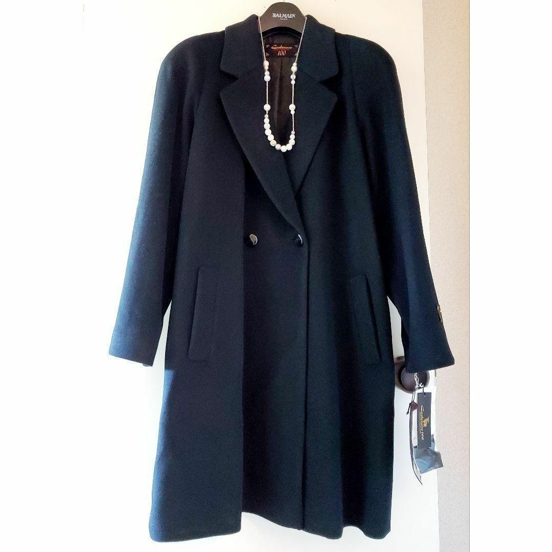 定価9万円❣️ 高級カシミヤ100% ブラックコート Mサイズ 上質 艶グロ