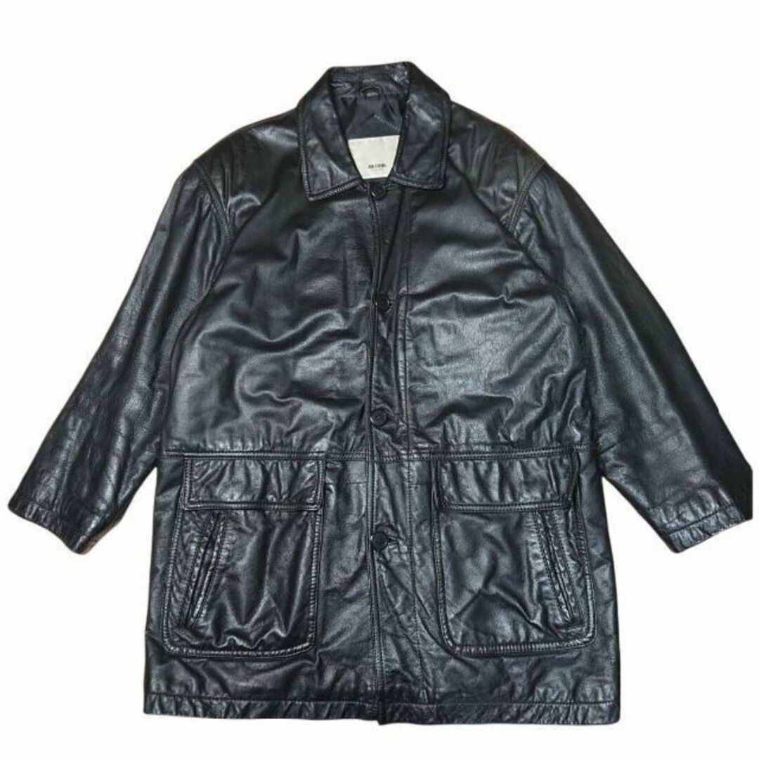古着 レザー カーコート 牛革 レザージャケット LEATHER 菅田将暉 黒の