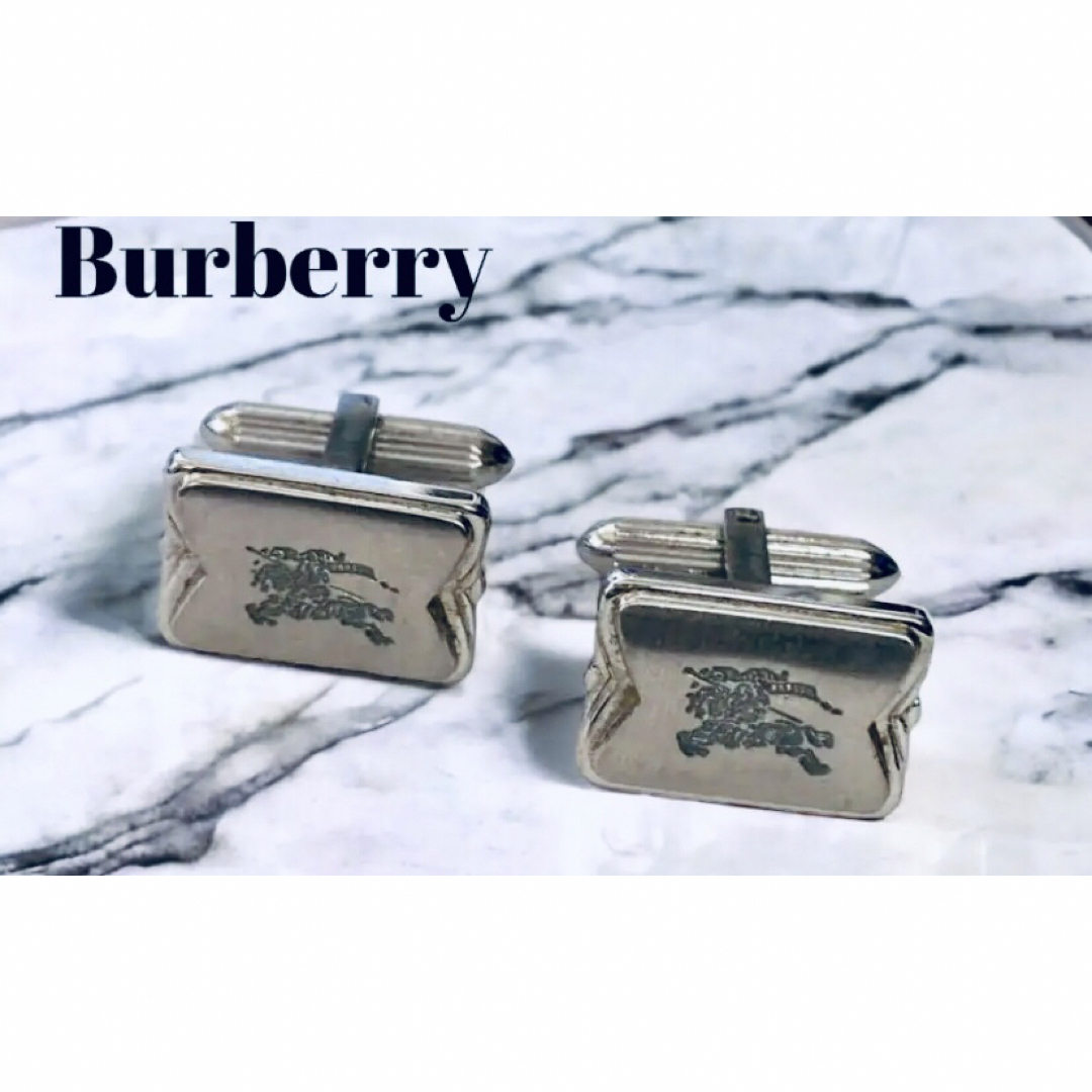 BURBERRY - バーバリー シルバー ホースロゴ カフスボタン ハイ