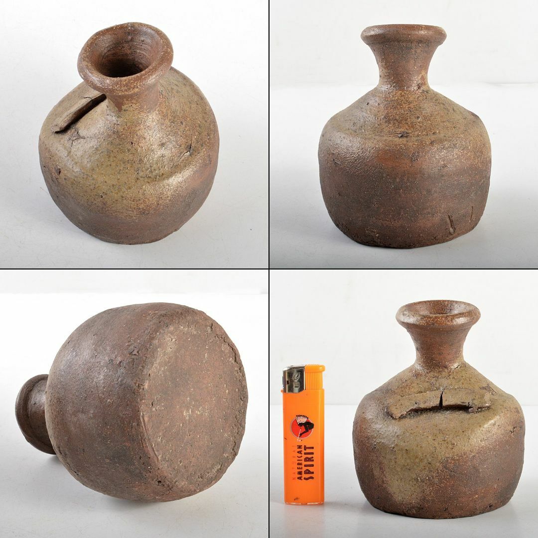 桂又三郎 江戸中期 古備前 船虫徳利 酒器 備前焼 識箱 鑑定箱付 壺 花