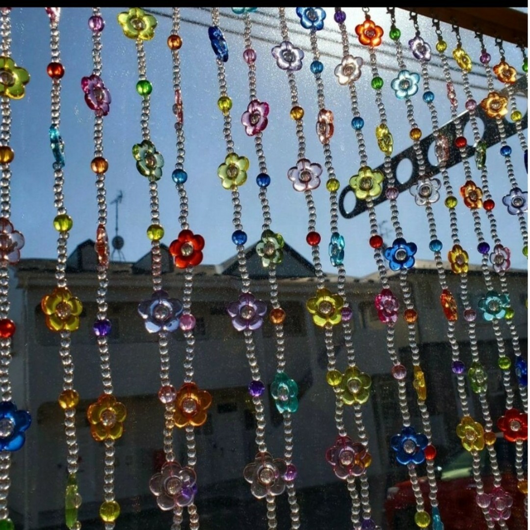 のれん ビーズ 昭和レトロ ポップ 珠暖簾 ビーズのれん ビーズカーテン