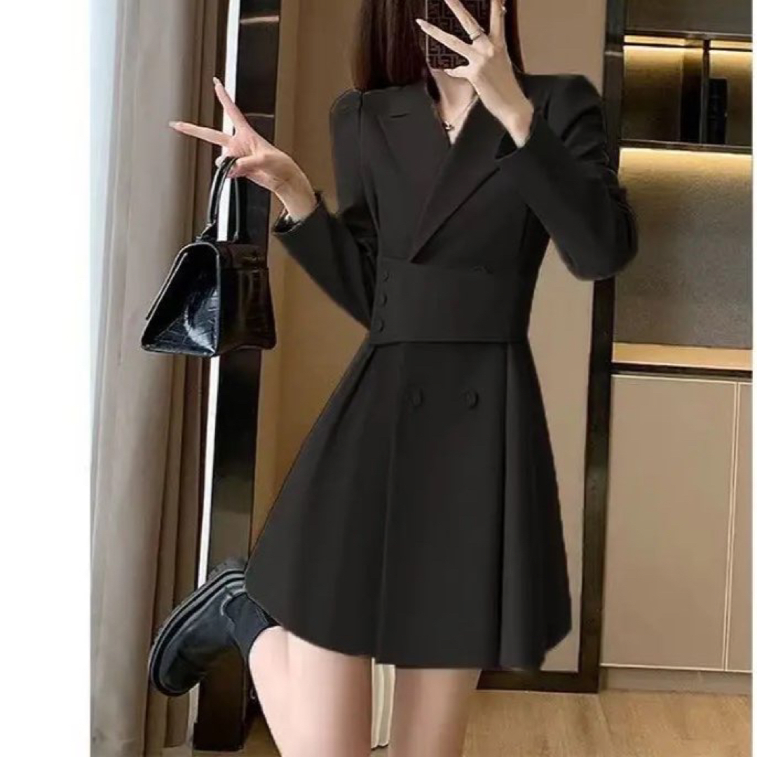 秋冬コーデ❤️ひざ丈ワンピース スーツ レディース ミニワンピース