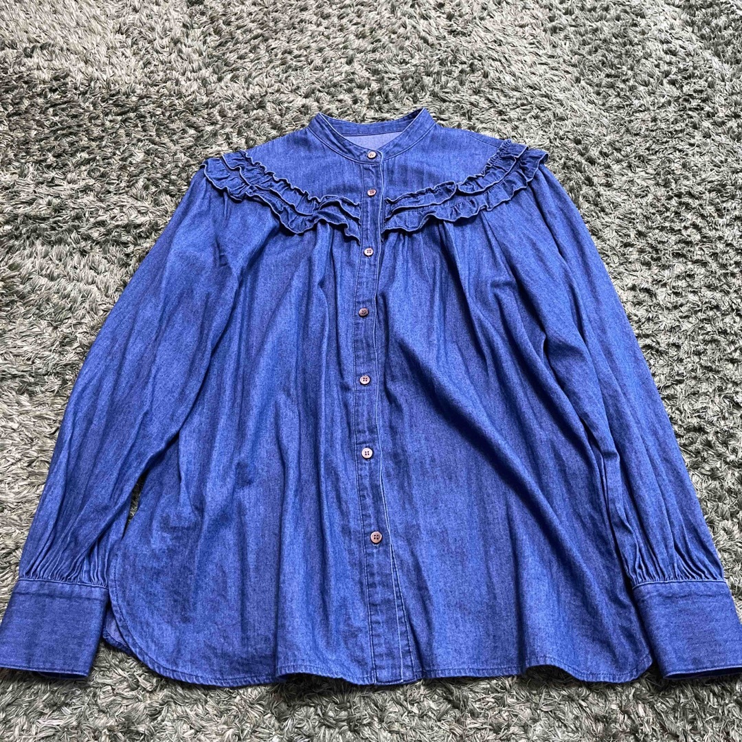 SHIPS - SHIPS デニムフリルブラウス 限定 フリルシャツの通販 by