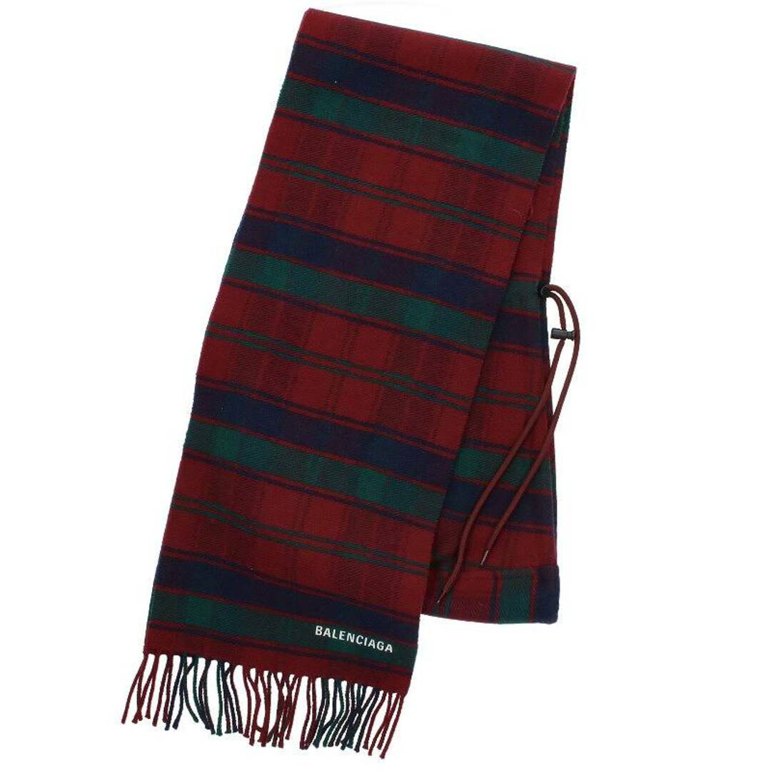 BALENCIAGA - バレンシアガ ロゴ刺繍ウールチェックフードマフラー