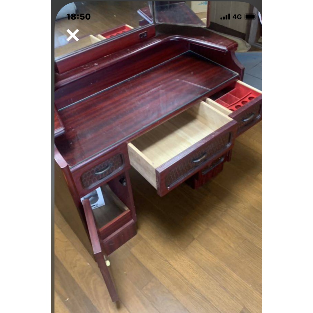 鎌倉彫 三面鏡ドレッサー 超お安くお買い得 昭和レトロの宝物 早い者