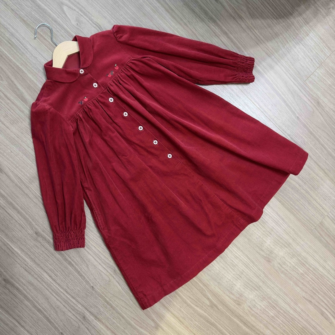 familiar - ファミリア ワンピース 120 長袖 りんご 刺繍 赤の通販 by