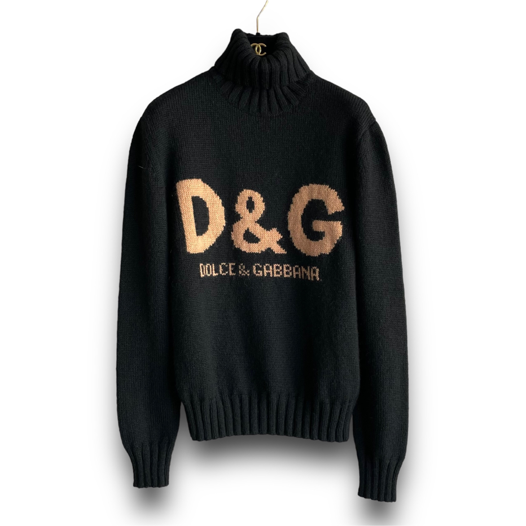 DOLCE&GABBANA - 美品 D&G ハイネックニット 46 イタリア製 ロゴパッチ