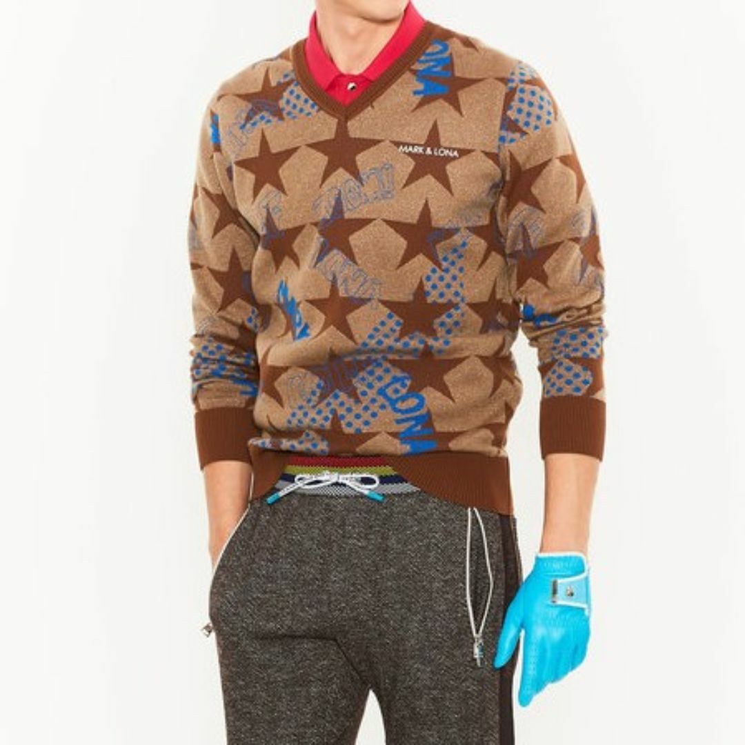MARK&LONA - MARK&LONA マーク&ロナ スター 星柄 Vネック ニット
