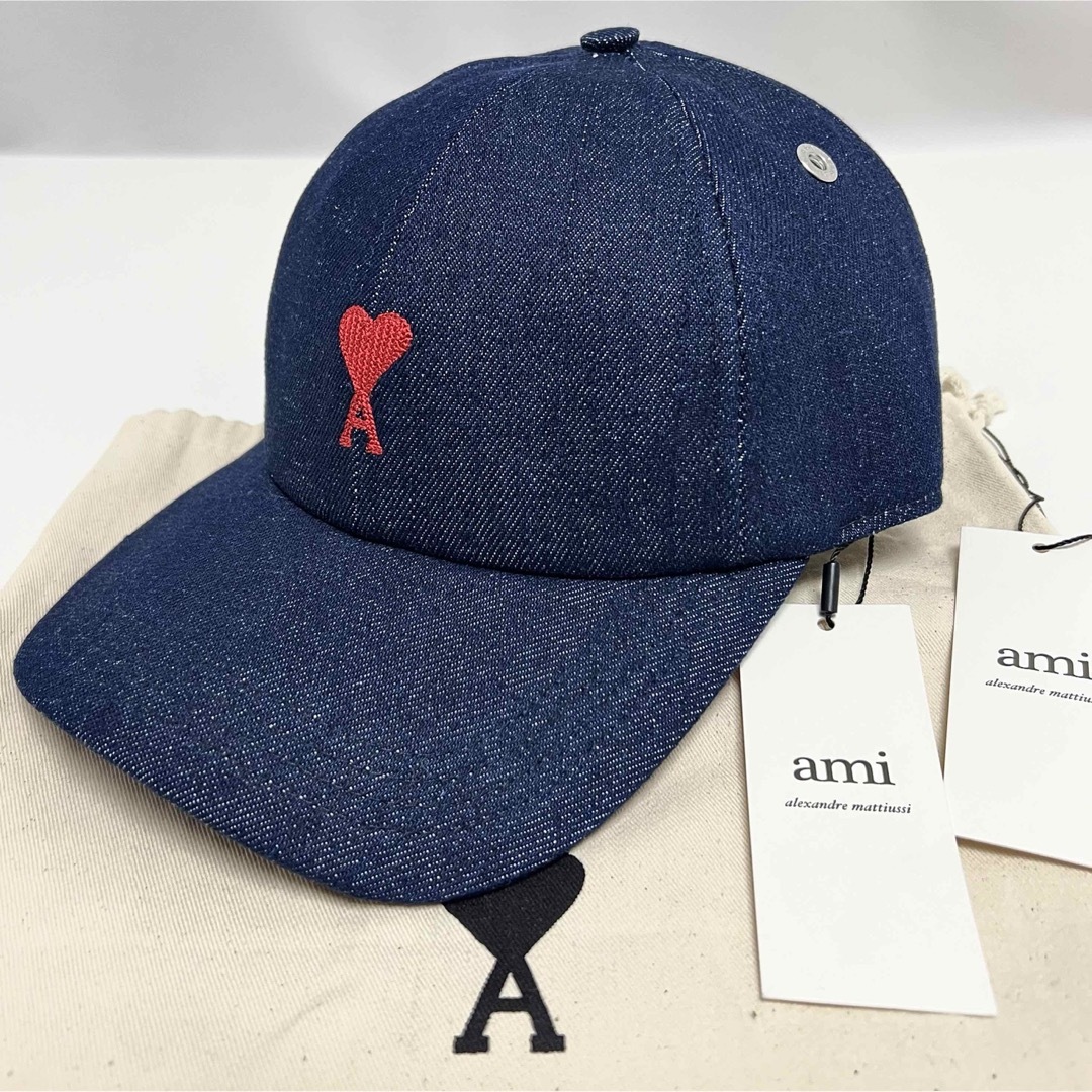 ami - 新品 AMI PARIS アミ 刺繍ロゴ パリス デニム キャップ 帽子 CAP