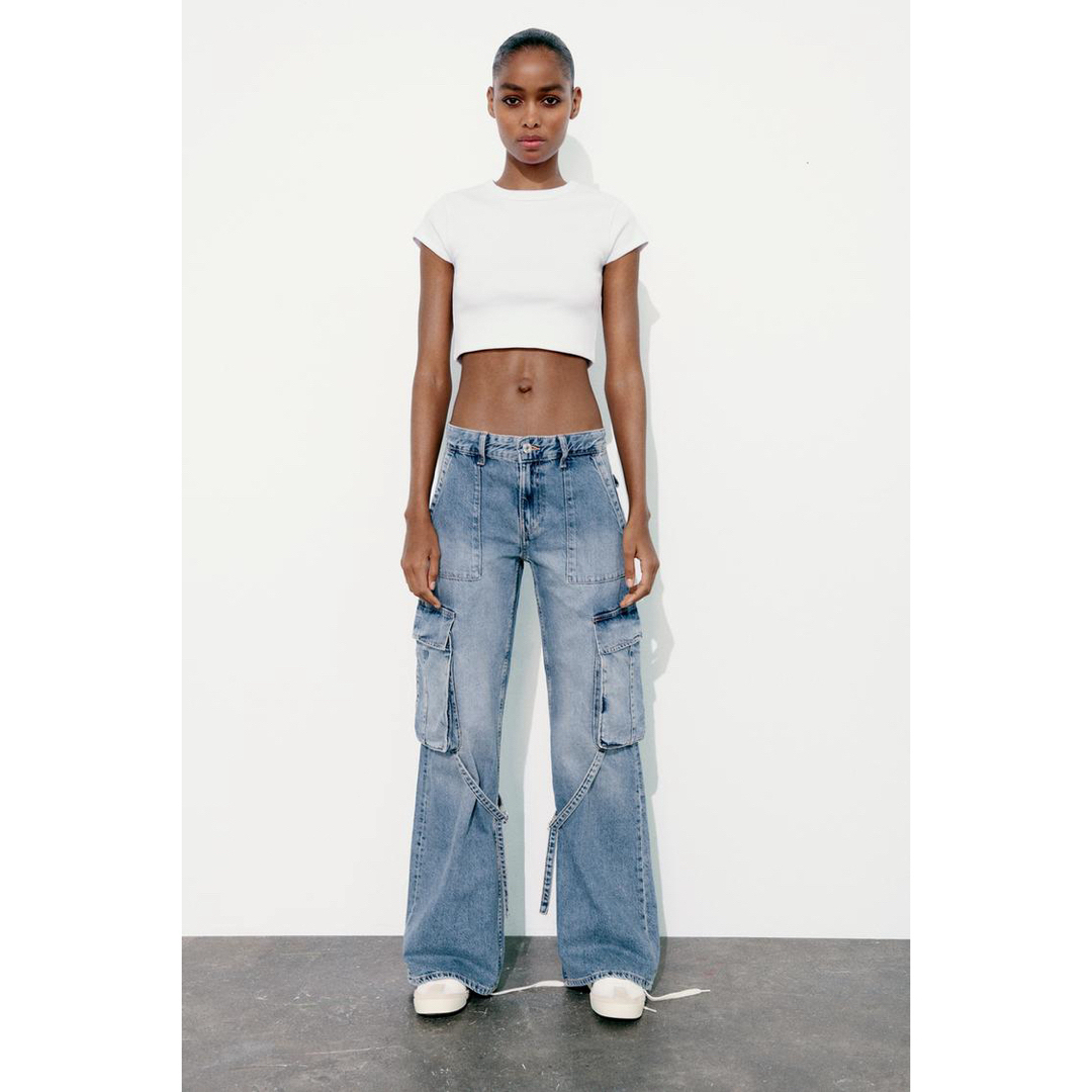 ZARA - TRF カーゴ ミッドライズ デニムパンツの通販 by reuse｜ザラ