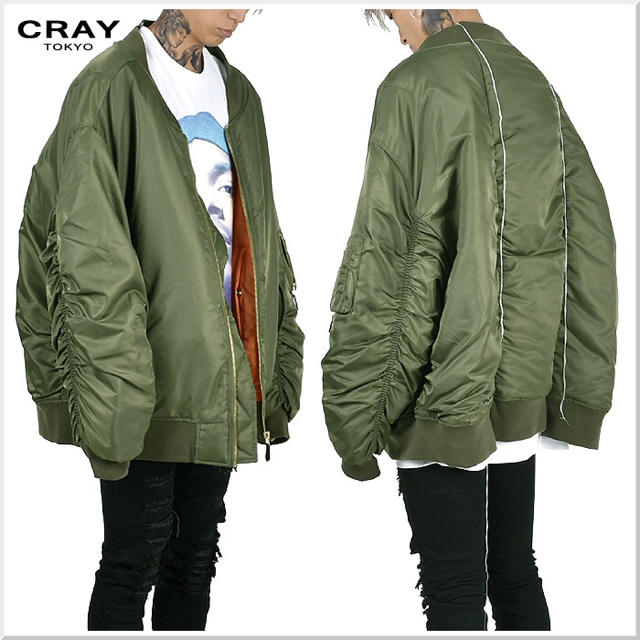 KHAKIスリーブギャザーオーバーサイズ MA-1ジャケット新品g-dragonの