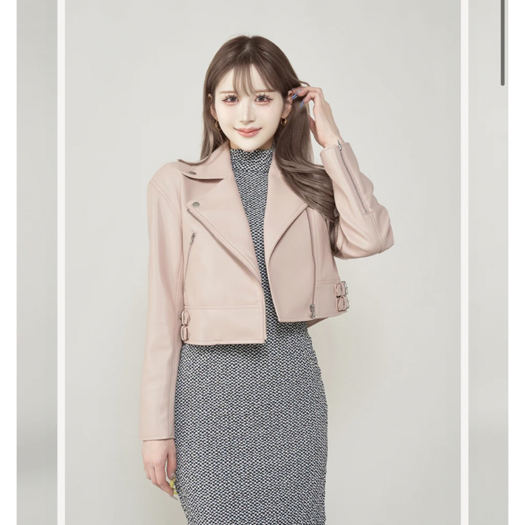 新品タグ付き ダーリッチ ダブルベルトライダースジャケット ピンク