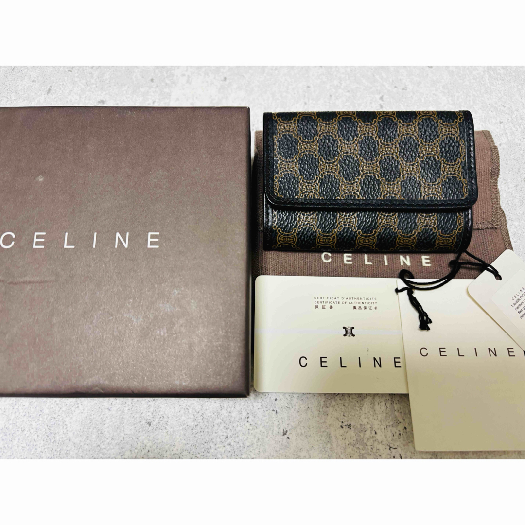 CELINE - CELINE ブラックマカダム総柄 キーケース 箱付きの通販 by