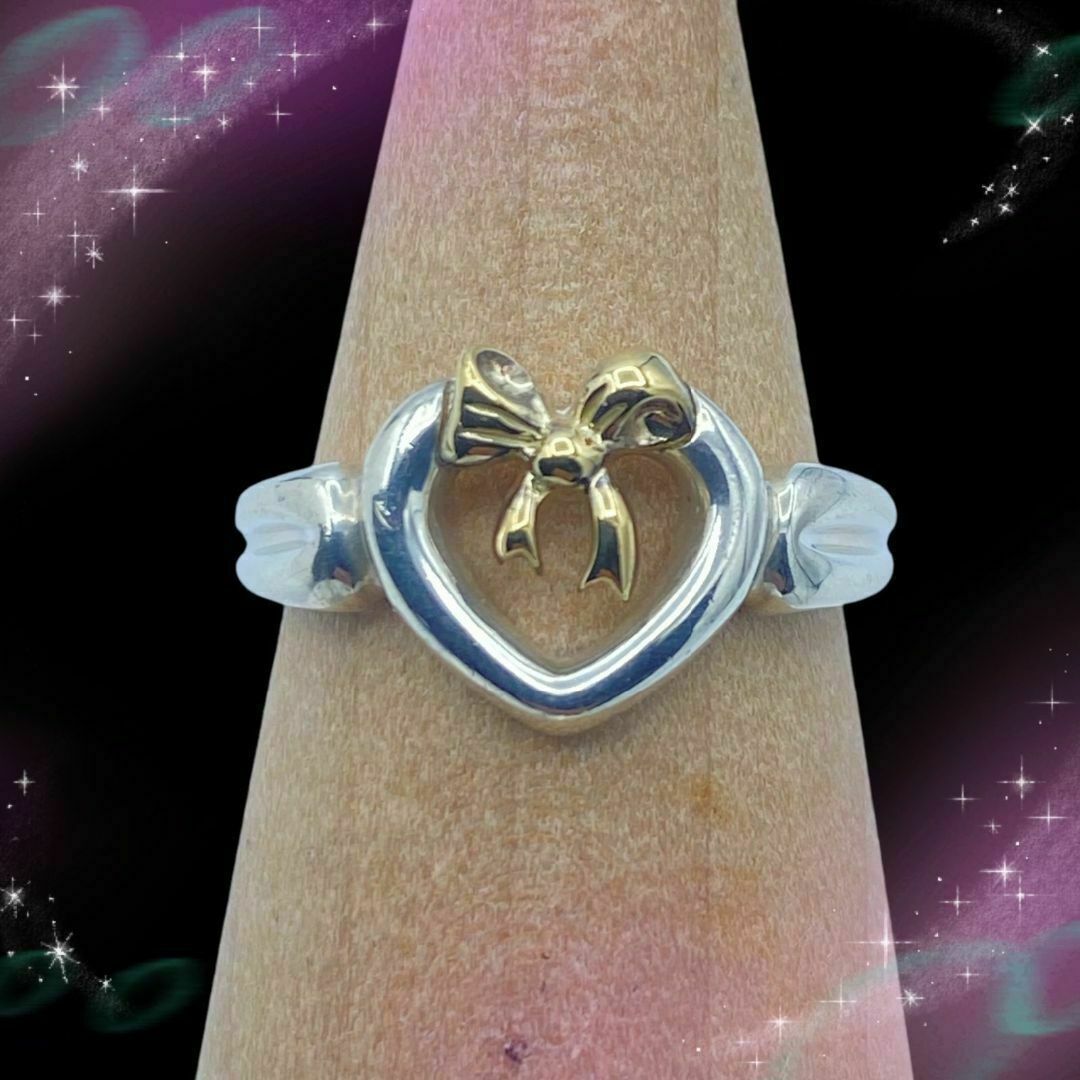 ティファニー 925⁄750 ハートリボン リング ⁄12号⁄j31-62