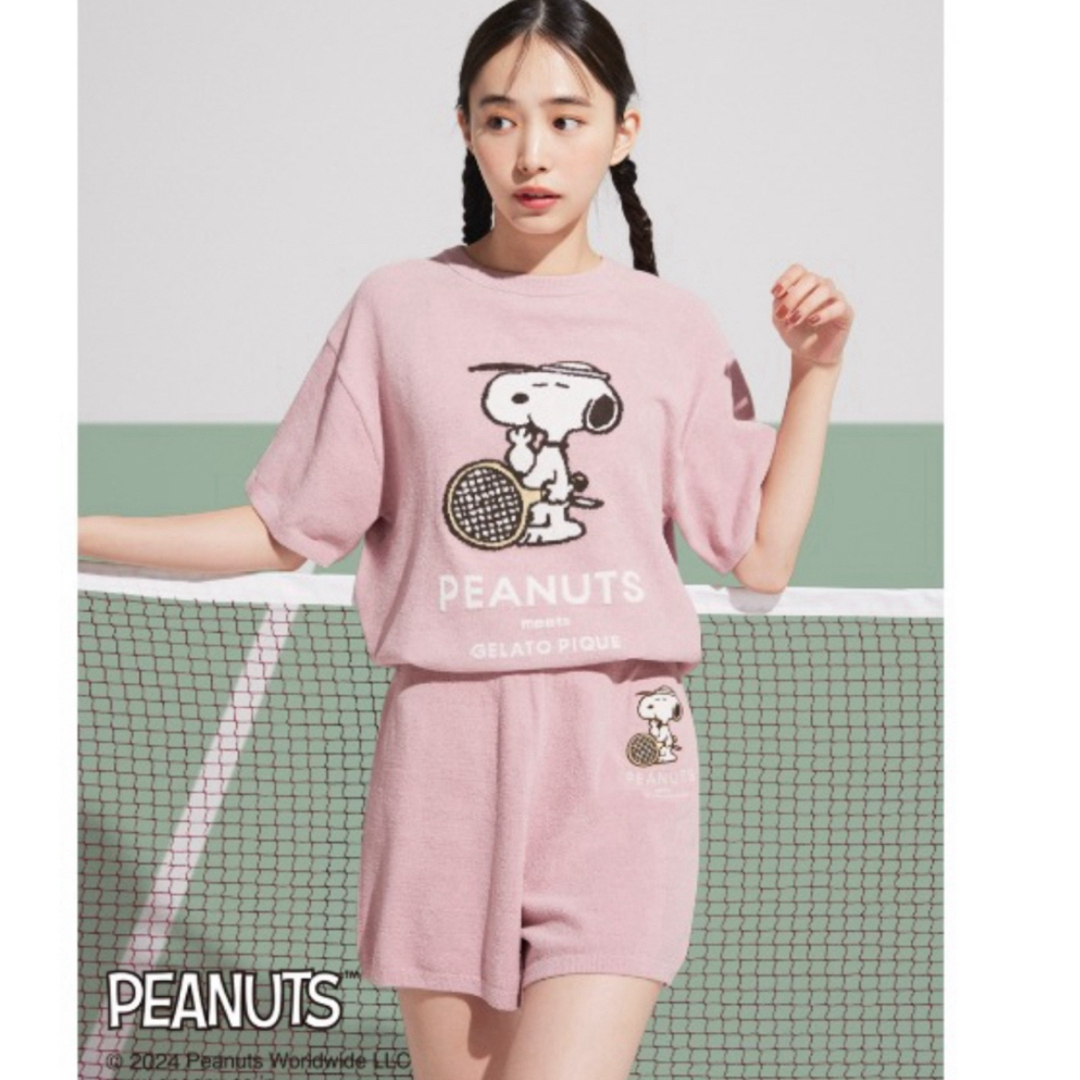 ジェラートピケ スヌーピー ジャガードプルオーバー&ショートパンツセット