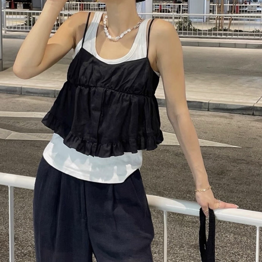 etre tokyo リネンギャザーフリルキャミ