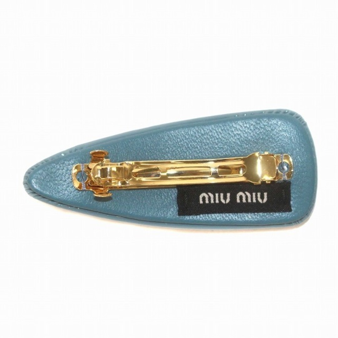 正規品！】MIUMIU パテントレザーロゴヘアクリップブルー