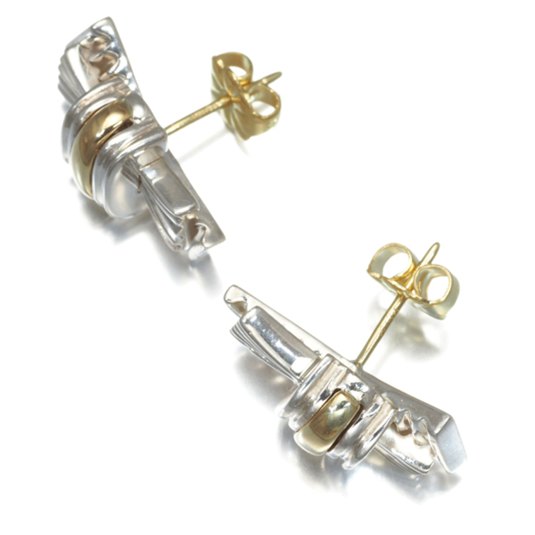 Tiffany & Co. - ティファニー ピアス リボン コンビカラー シルバー