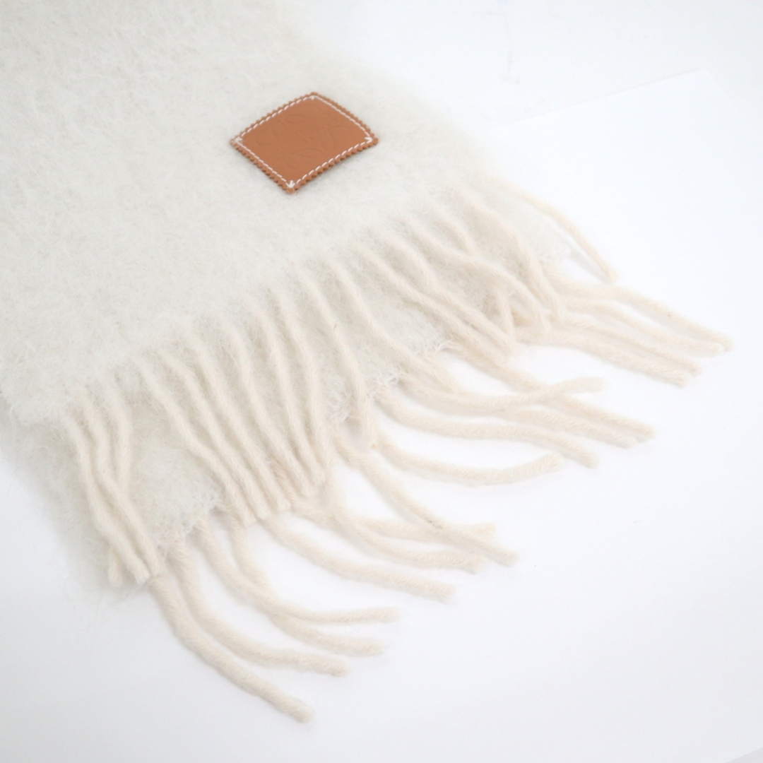 LOEWE - 【LOEWE】ロエベ モヘアマフラー ホワイト×ブラウン モヘア50