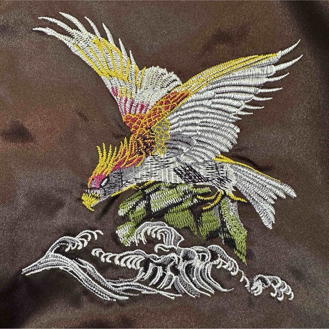 一心如鏡 ビッグサイズ5L スカジャン 鷹 鷲 和柄刺繍 ブルゾン サテン