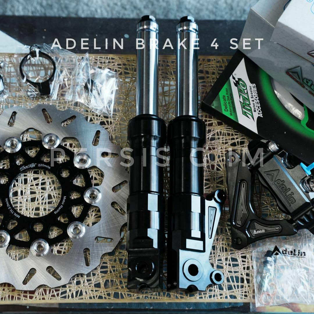 ズーマーやdioに フロントディスク化キット 黒 ブラック フォーク