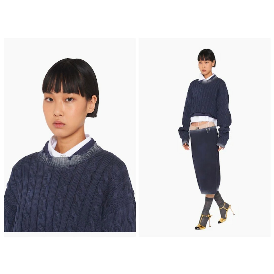 MIU MIU - miumiu ミュウミュウ クロップド コットン ニット 38サイズ