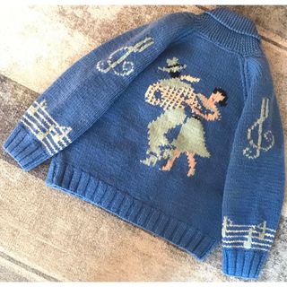 最高のダンス&ロカビリー柄 超稀少カラー 60's カウチン ニット