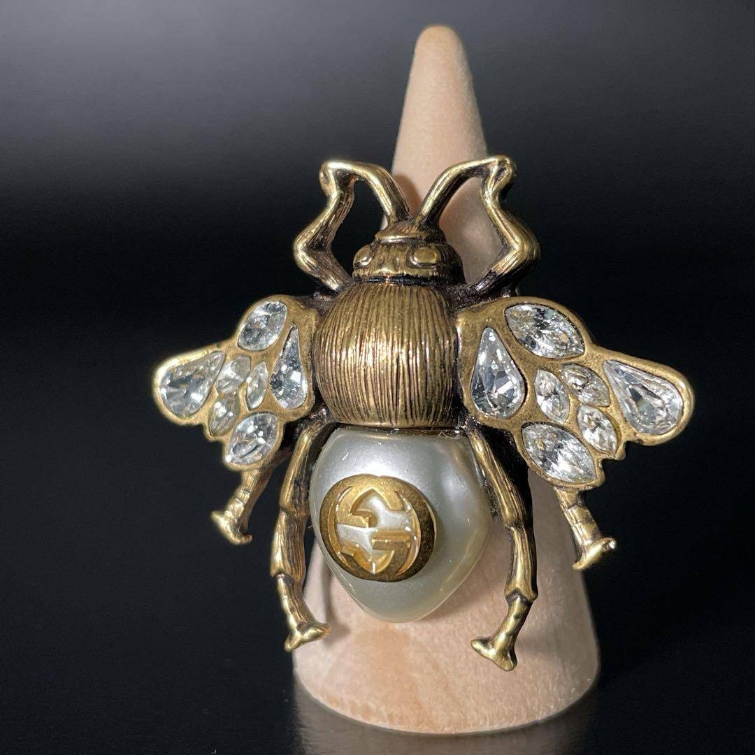 GUCCI - 良品 グッチ リング インターロッキングG 蜂 ビー パール