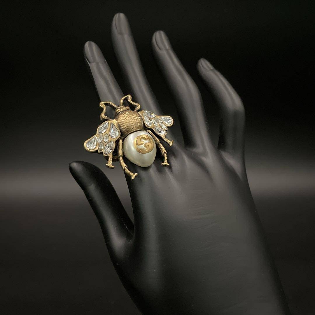 GUCCI - 良品 グッチ リング インターロッキングG 蜂 ビー パール