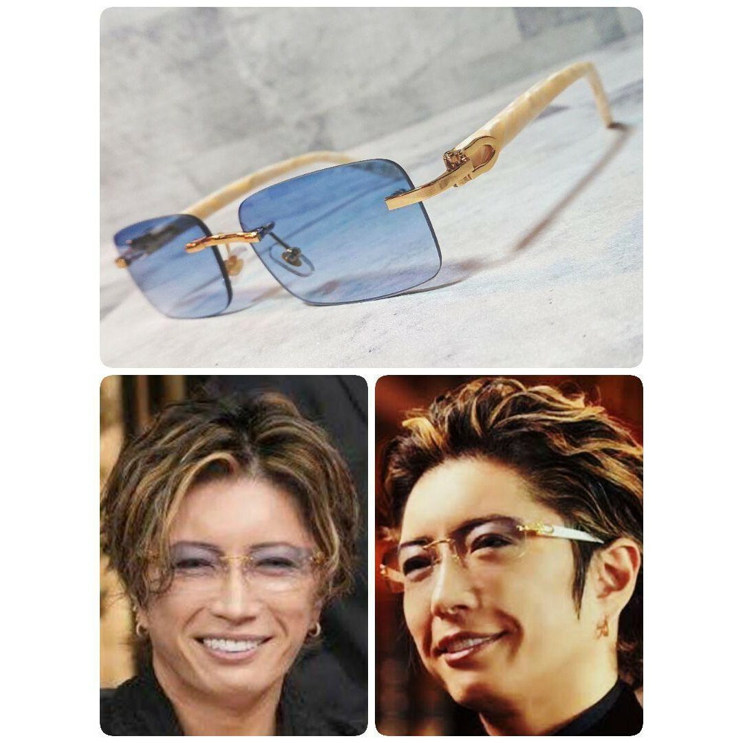GACKT□サングラス□スクエア□リムレス□ブルーグラデーションレンズ