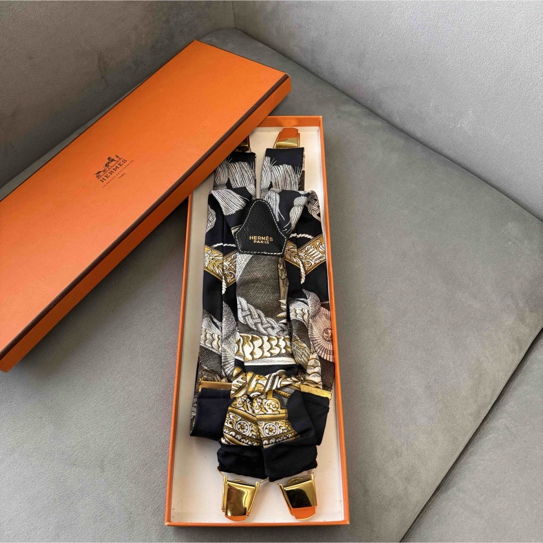 エルメス サスペンダー シルク ツイリー ゴールド 金具 エルメス
