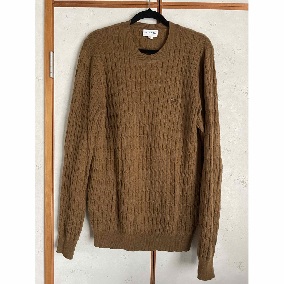 LACOSTE - 美品 ラコステ カシミヤ混 ケーブルクルーネックニット