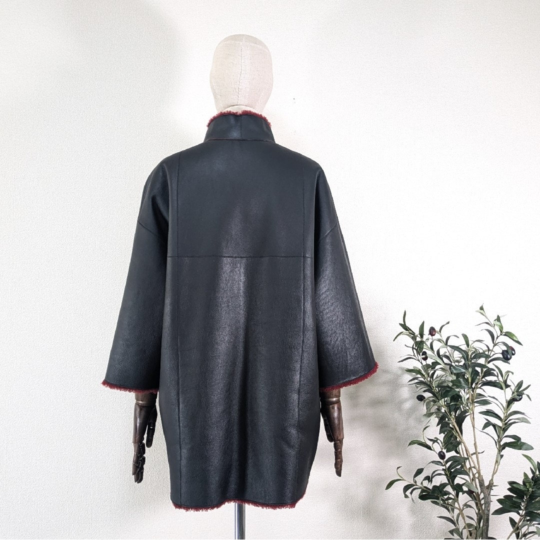 美品 AKRIS アクリス リアルファー レザーコート リバーシブルコート