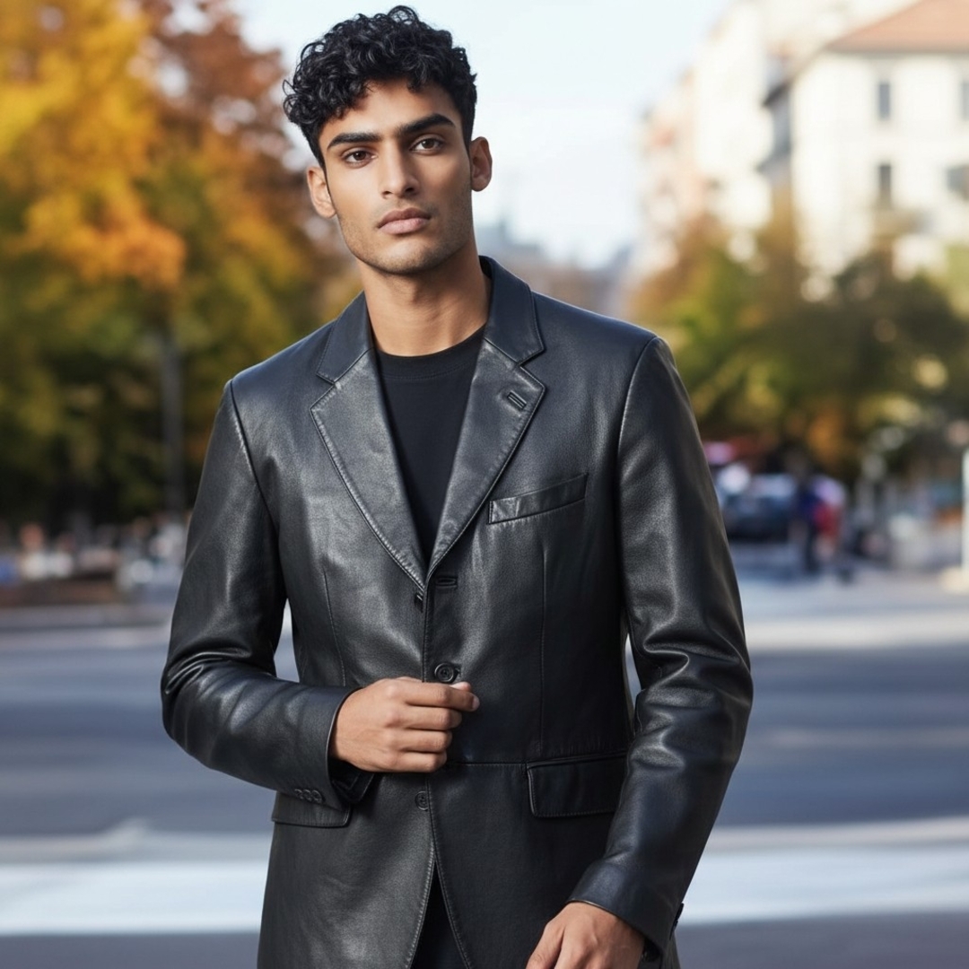 ポールスミスコレクション ラムレザーテーラードジャケット ブラック