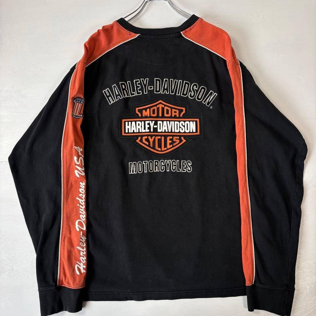 Harley Davidson - ハーレーダビッドソン ロングTシャツ 刺繍ロゴ XL