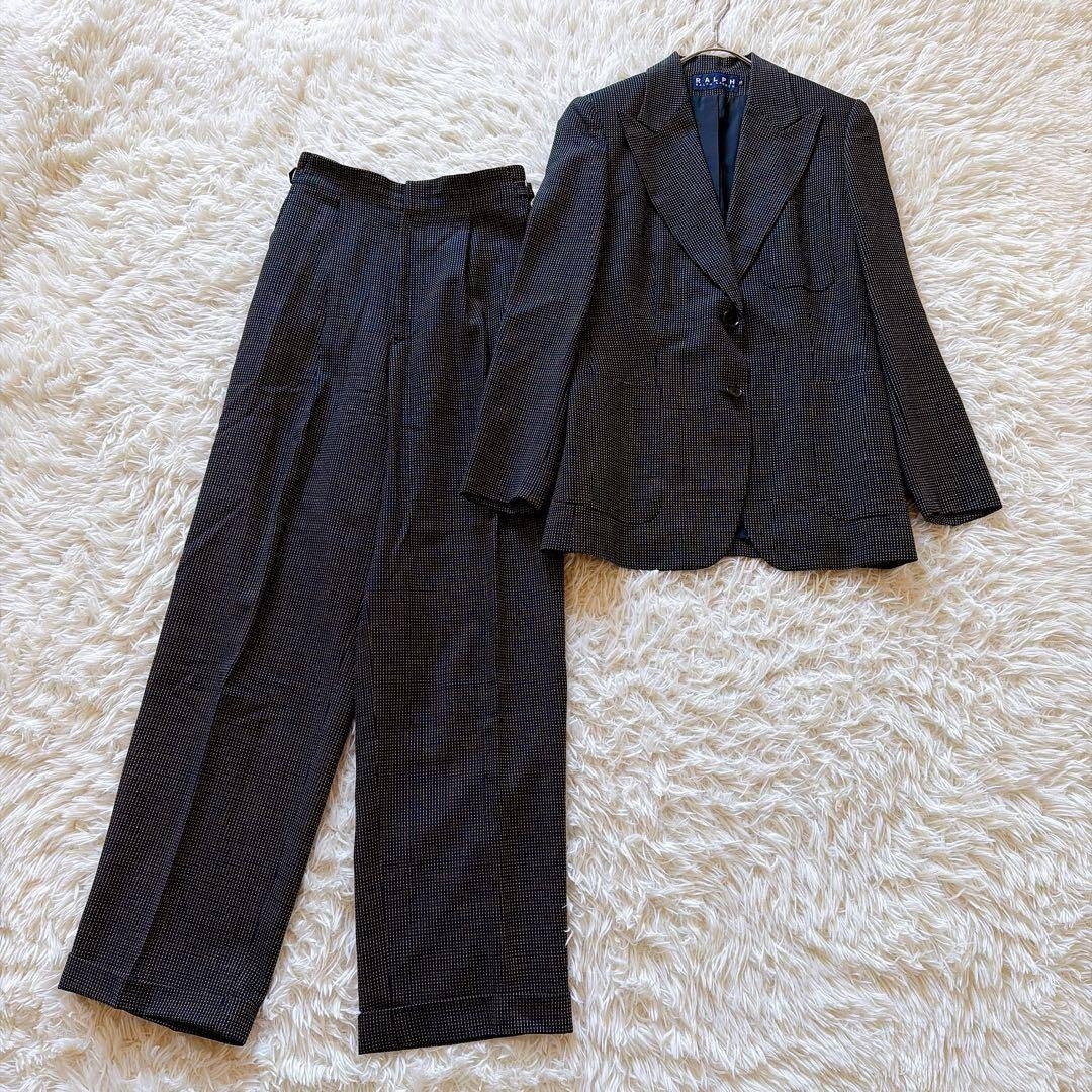 ラルフローレン レディース パンツスーツ セットアップ ドット柄 11号 紺