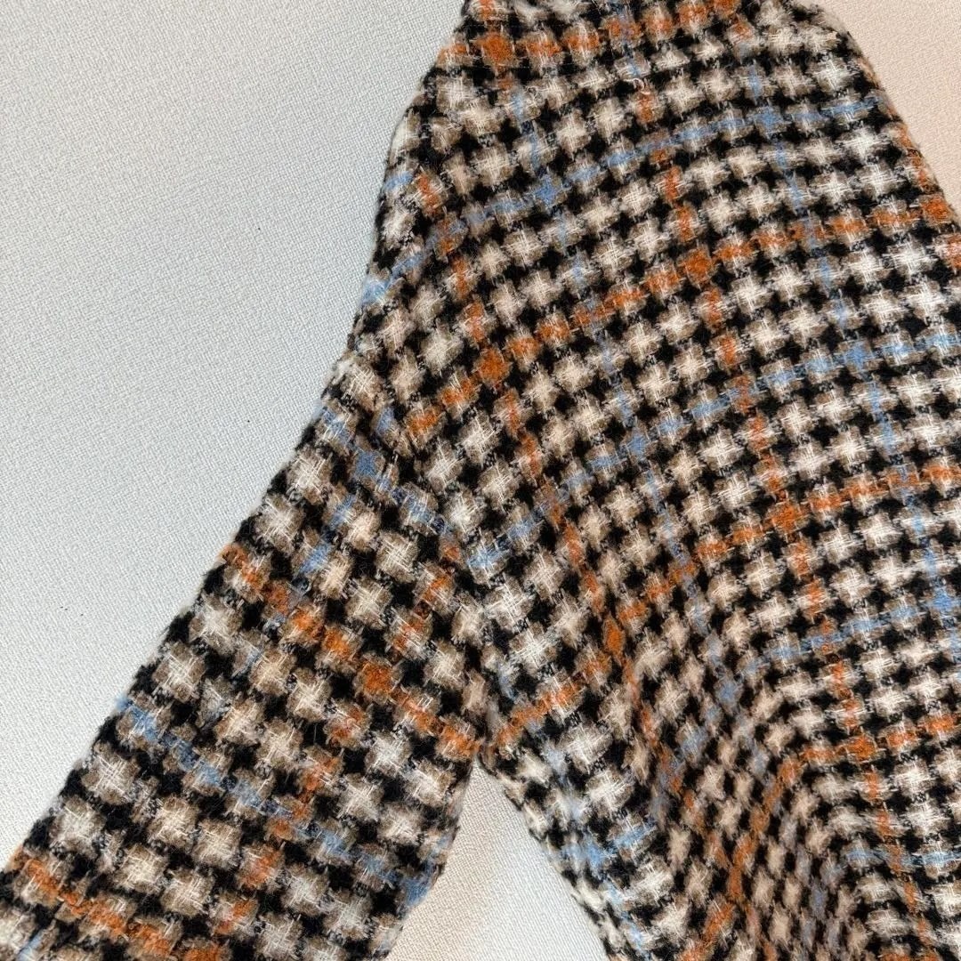 美品 イザベルマラン ミックスツイード ノーカラーコーディガン フリンジ