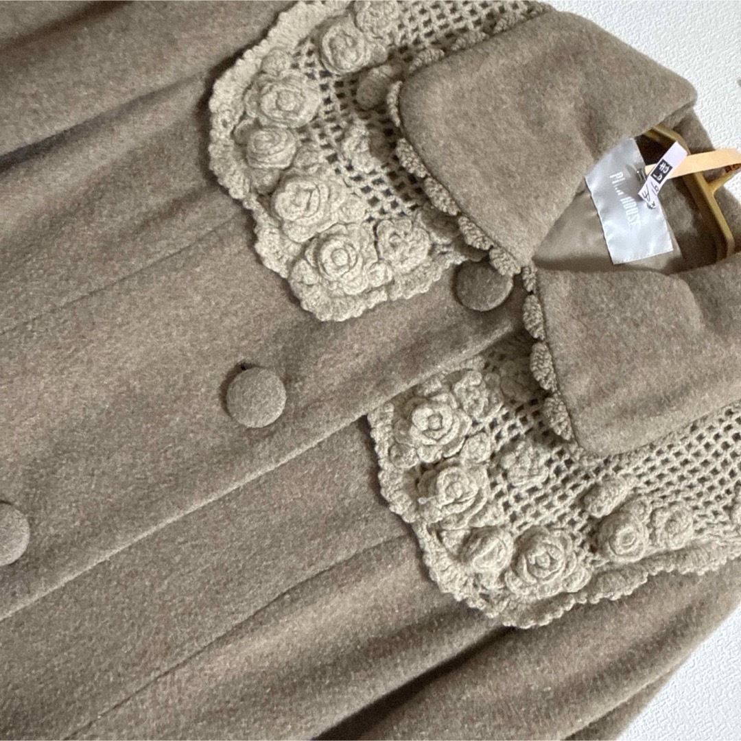 PINK HOUSE - 【美品】ピンクハウス ベージュ フレアコート レース襟の