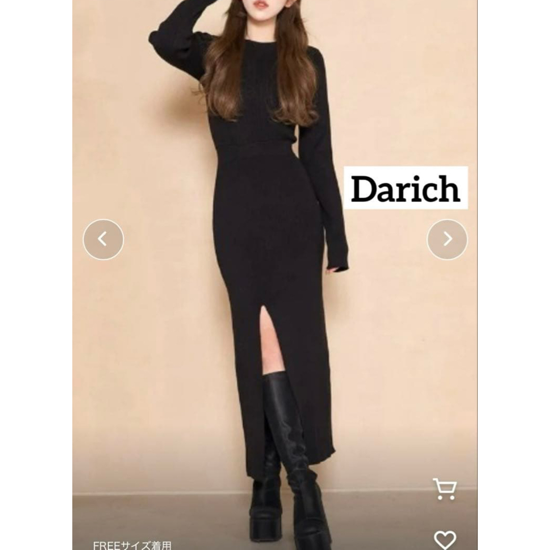Darich バックオープンベルトニットワンピース 無地 秋、冬 ダーリッチ