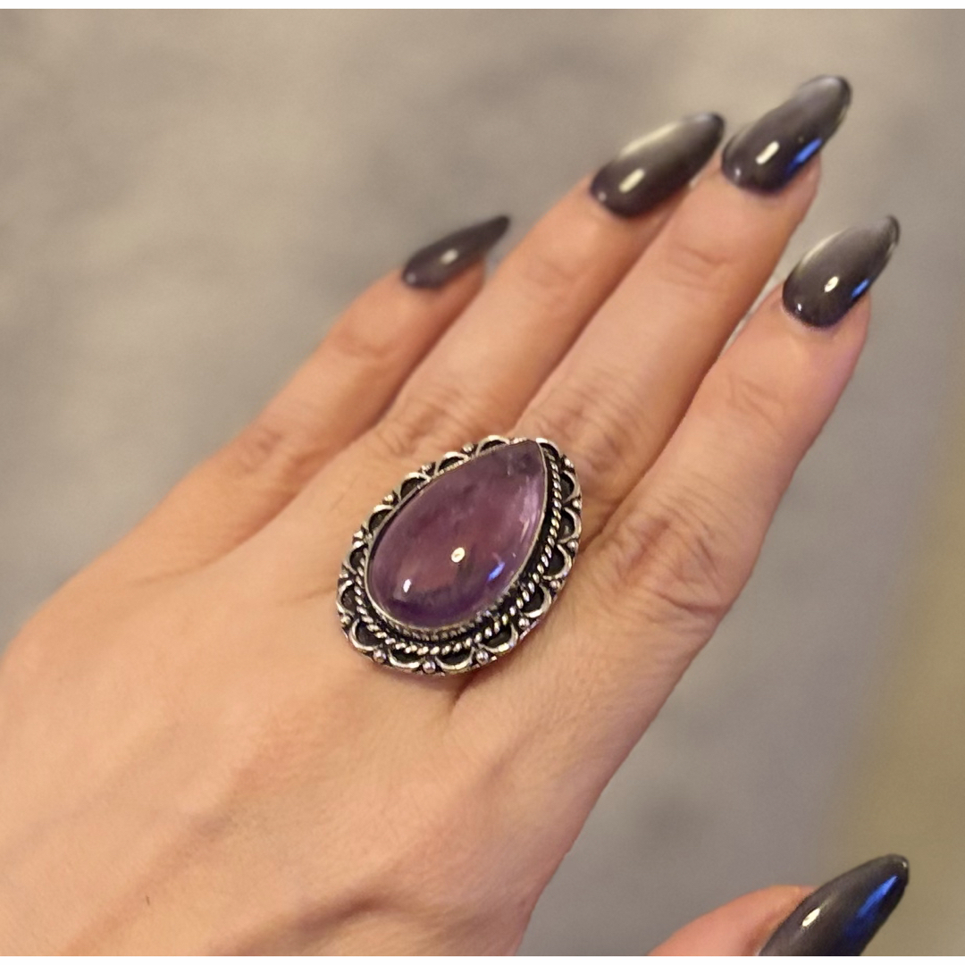 アッシュペーフランス ヴィンテージアメジスト ペアシェイプストーン