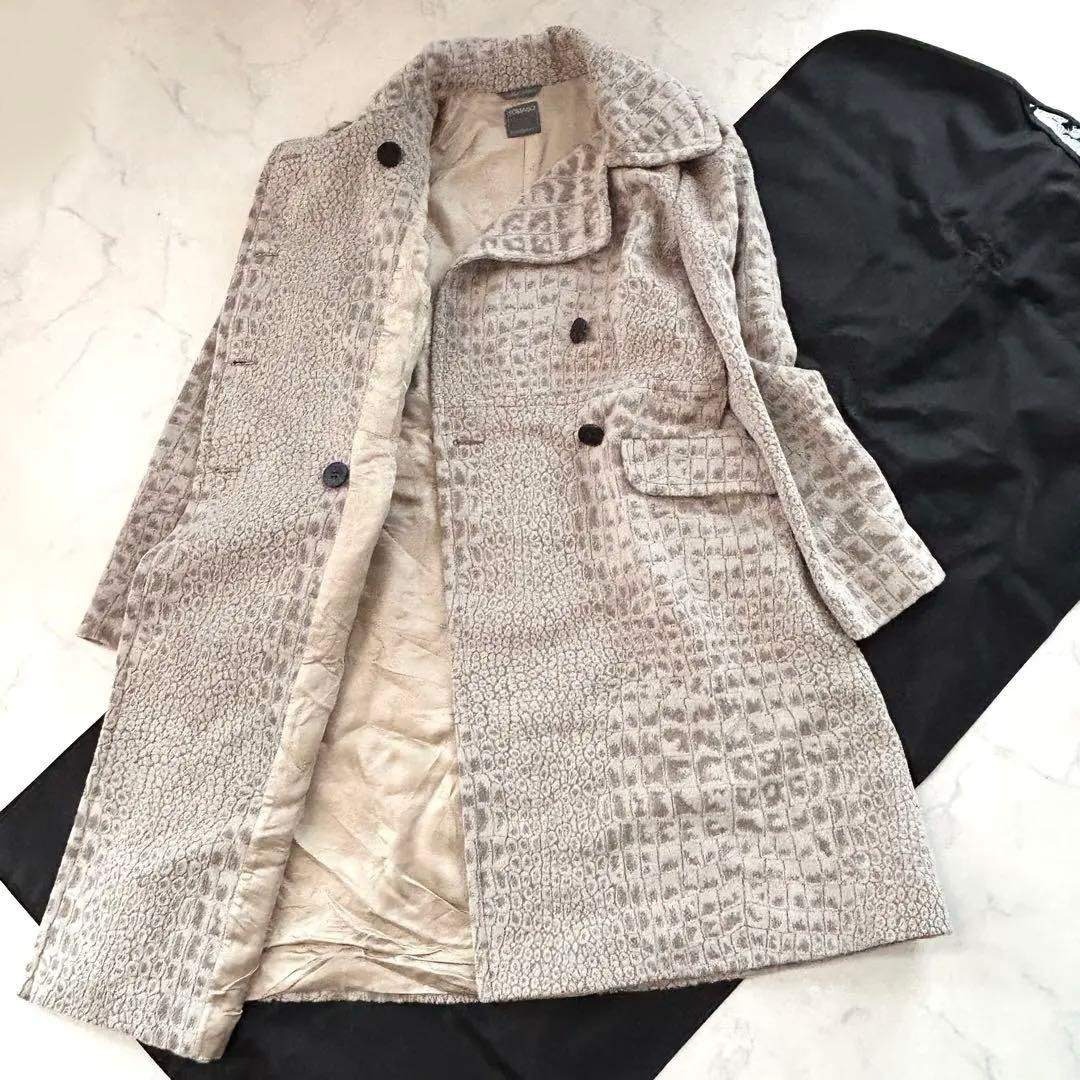 希少クロコ柄TOMASO×Stefanelli ロングコート 46 アンゴラ