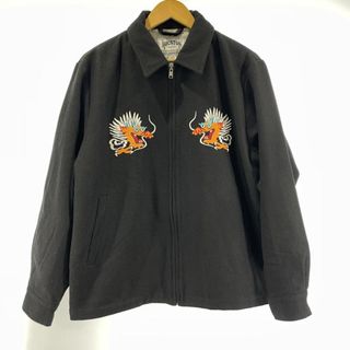中古】HOUSTON MELTON TOUR JACKET DRAGON BLACK サイズL メルトン
