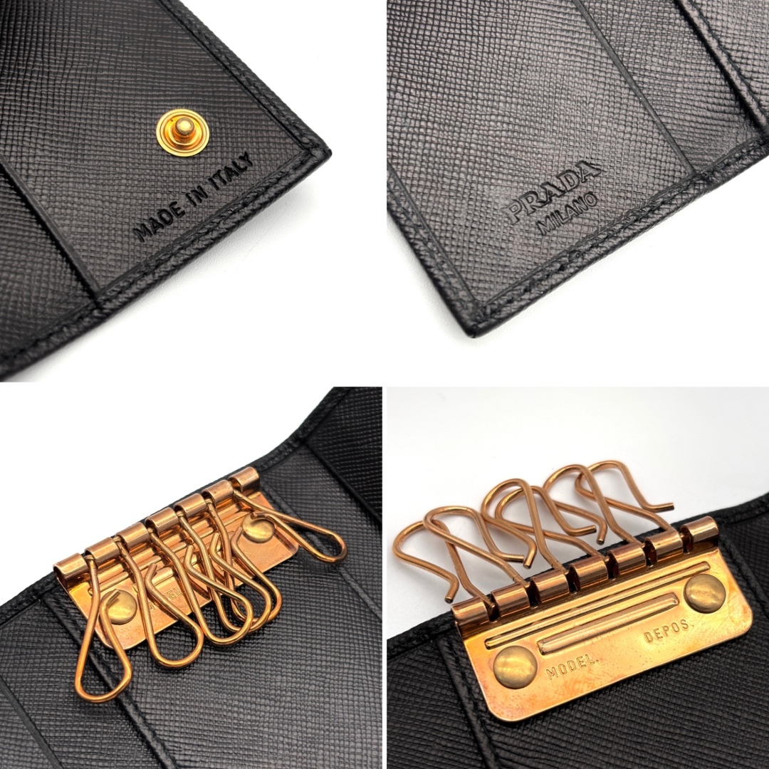 PRADA - 未使用に近い PRADA プラダ 6連 キーケース 三角ロゴ プレート